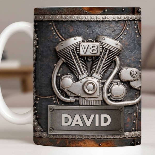 Customize Your Name, V8 Engine Design - Personalized Custom Coffee Mug - HOB021_MG Customize Your Name, V8 Engine Design - Personalized Custom Coffee Mug - HOB021_MG