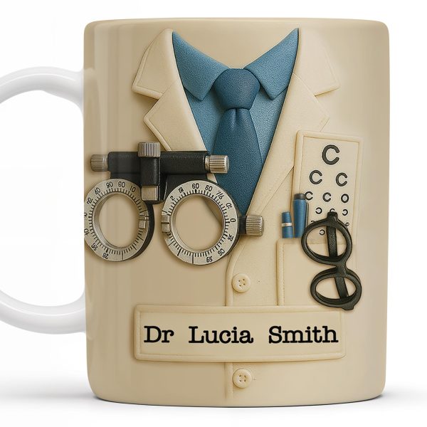 Customized Eye Specialist Mug With Lab Coat and Optometry Tools - Personalized Custom Coffee Mug - DOC013_MG Customized Eye Specialist Mug With Lab Coat and Optometry Tools - Personalized Custom Coffee Mug - DOC013_MG