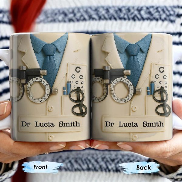 Customized Eye Specialist Mug With Lab Coat and Optometry Tools - Personalized Custom Coffee Mug - DOC013_MG Customized Eye Specialist Mug With Lab Coat and Optometry Tools - Personalized Custom Coffee Mug - DOC013_MG