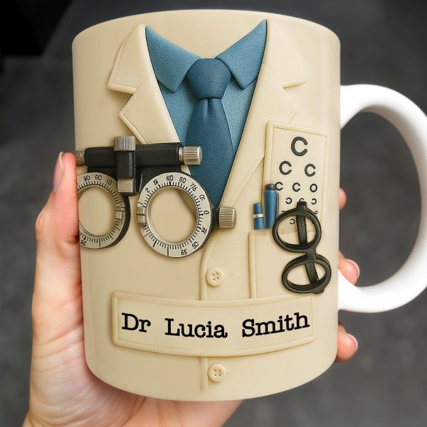 Customized Eye Specialist Mug With Lab Coat and Optometry Tools - Personalized Custom Coffee Mug - DOC013_MG Customized Eye Specialist Mug With Lab Coat and Optometry Tools - Personalized Custom Coffee Mug - DOC013_MG