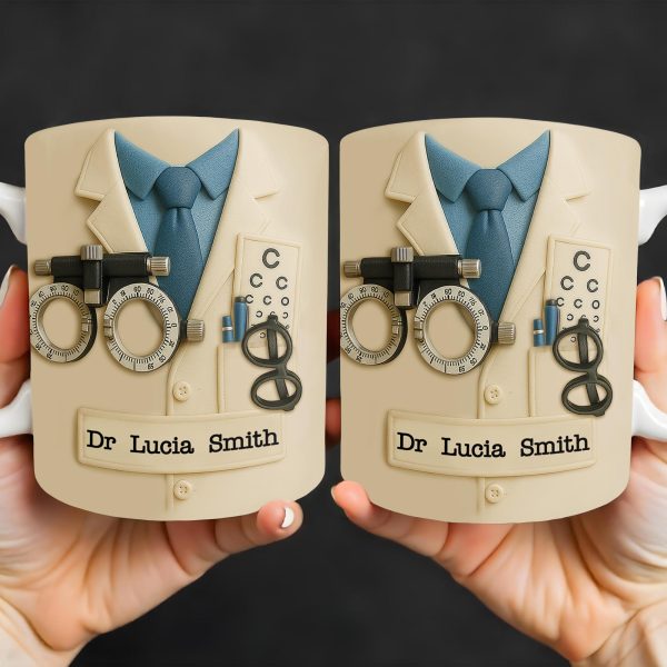 Customized Eye Specialist Mug With Lab Coat and Optometry Tools - Personalized Custom Coffee Mug - DOC013_MG Customized Eye Specialist Mug With Lab Coat and Optometry Tools - Personalized Custom Coffee Mug - DOC013_MG