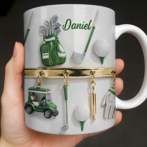 Customized Name, Golf Bag, Clubs, Balls, And Cart - Personalized Custom Coffee Mug - GOLF015_MG