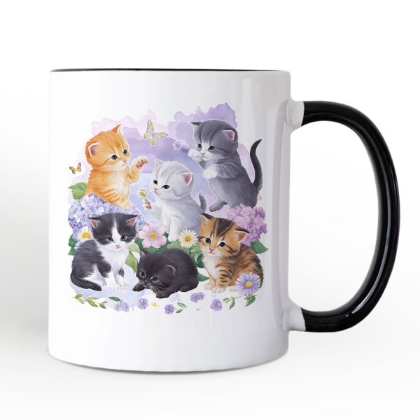 Cute Baby Cats Wildflower Personalized Mug, Cottagecore Botanical Cat Gift with Custom Name Cute Baby Cats Wildflower Personalized Mug, Cottagecore Botanical Cat Gift with Custom Name