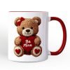 Cute Bear Toy Be Mine Valentine Personalized Mug, Love Coquette Gift with Custom Name Cute Bear Toy Be Mine Valentine Personalized Mug, Love Coquette Gift with Custom Name