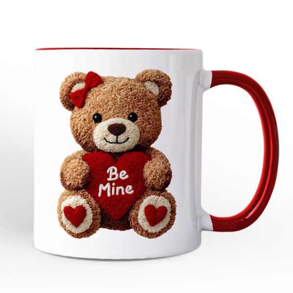 Cute Bear Toy Be Mine Valentine Personalized Mug, Love Coquette Gift with Custom Name Cute Bear Toy Be Mine Valentine Personalized Mug, Love Coquette Gift with Custom Name