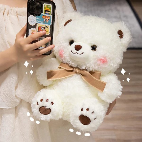 Cute Bowknot Bear Plush Toy - Soft Teddy Pillow for Love & Comfort Cute Bowknot Bear Plush Toy - Soft Teddy Pillow for Love & Comfort