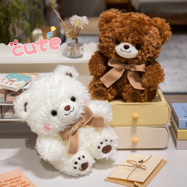 Cute Bowknot Bear Plush Toy - Soft Teddy Pillow for Love & Comfort Cute Bowknot Bear Plush Toy - Soft Teddy Pillow for Love & Comfort