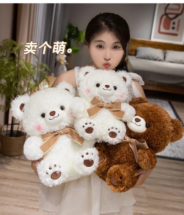 Cute Bowknot Bear Plush Toy - Soft Teddy Pillow for Love & Comfort Cute Bowknot Bear Plush Toy - Soft Teddy Pillow for Love & Comfort