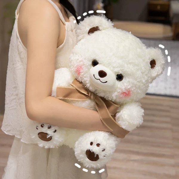 Cute Bowknot Bear Plush Toy - Soft Teddy Pillow for Love & Comfort Cute Bowknot Bear Plush Toy - Soft Teddy Pillow for Love & Comfort