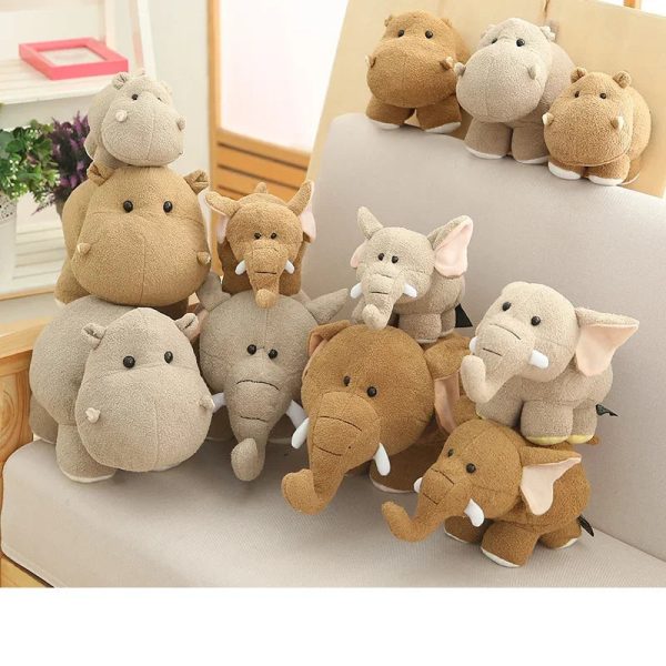 Cute Chubby Hippo & Elephant Plush Toys Cute Chubby Hippo & Elephant Plush Toys
