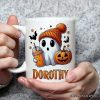 Cute Ghost with Coffee Drink, Personalized Halloween Mug, Fun Boujee Gift with Custom Name Cute Ghost with Coffee Drink, Personalized Halloween Mug, Fun Boujee Gift with Custom Name