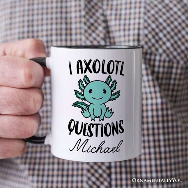 Cute Green Axolotl Personalized Mug, Salamander Animal Gift with Custom Name Cute Green Axolotl Personalized Mug, Salamander Animal Gift with Custom Name