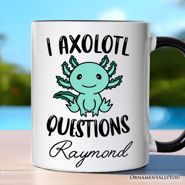 Cute Green Axolotl Personalized Mug, Salamander Animal Gift with Custom Name Cute Green Axolotl Personalized Mug, Salamander Animal Gift with Custom Name