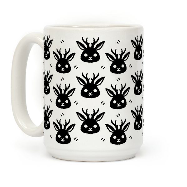 Cute Jackalope Black and White Pattern Coffee Mug Cute Jackalope Black and White Pattern Coffee Mug