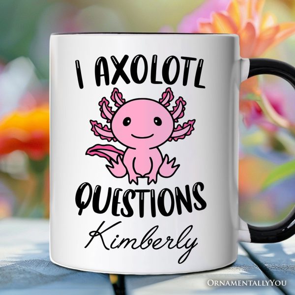 Cute Pink Axolotl Personalized Mug, Salamander Animal Gift with Custom Name Cute Pink Axolotl Personalized Mug, Salamander Animal Gift with Custom Name