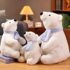 Cute Polar Bear Plush Toy with Scarf Soft Stuffed Gift