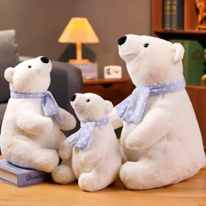 Cute Polar Bear Plush Toy with Scarf Soft Stuffed Gift
