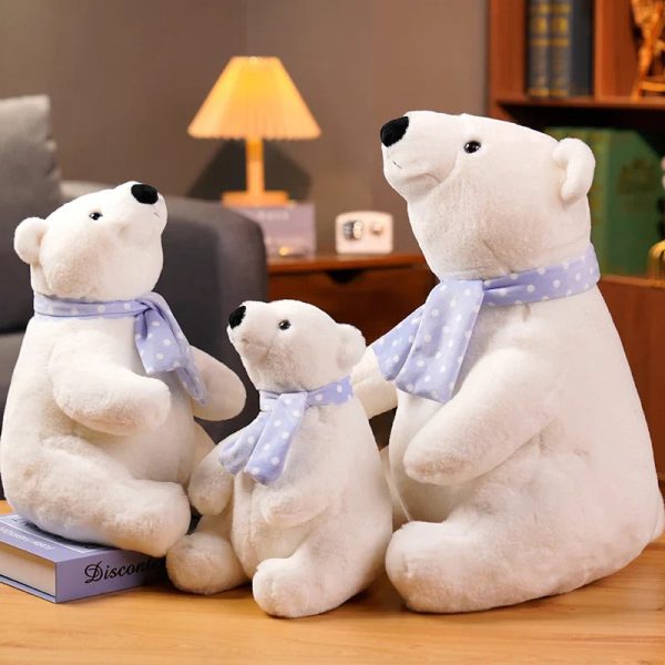 Cute Polar Bear Plush Toy with Scarf Soft Stuffed Gift