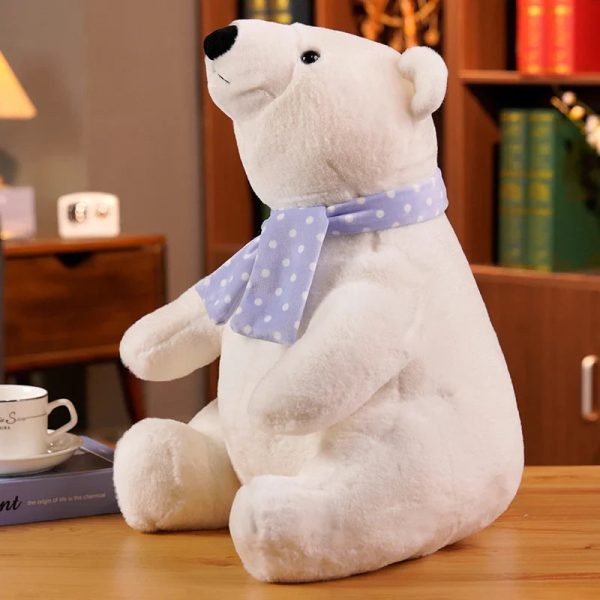 Cute Polar Bear Plush Toy with Scarf Soft Stuffed Gift