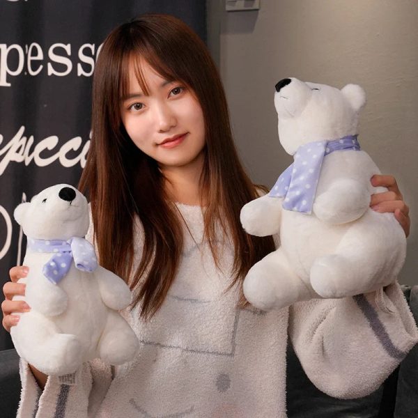 Cute Polar Bear Plush Toy with Scarf Soft Stuffed Gift