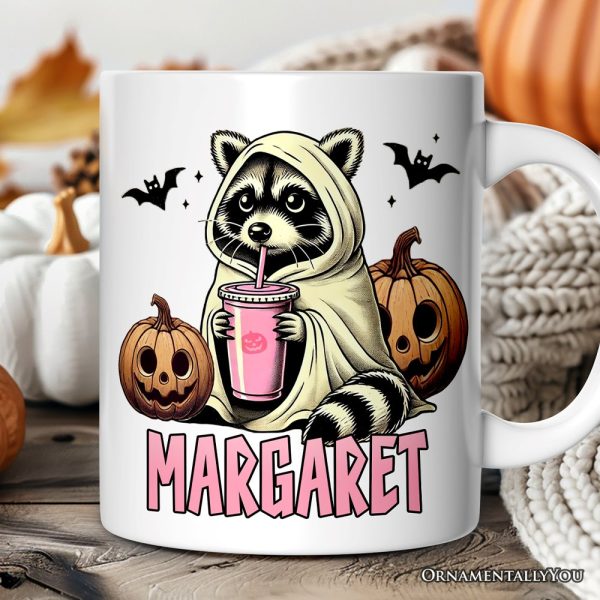 Cute Racoon Drinking Cup, Personalized Mug, Retro Halloween Gift with Custom Name Cute Racoon Drinking Cup, Personalized Mug, Retro Halloween Gift with Custom Name