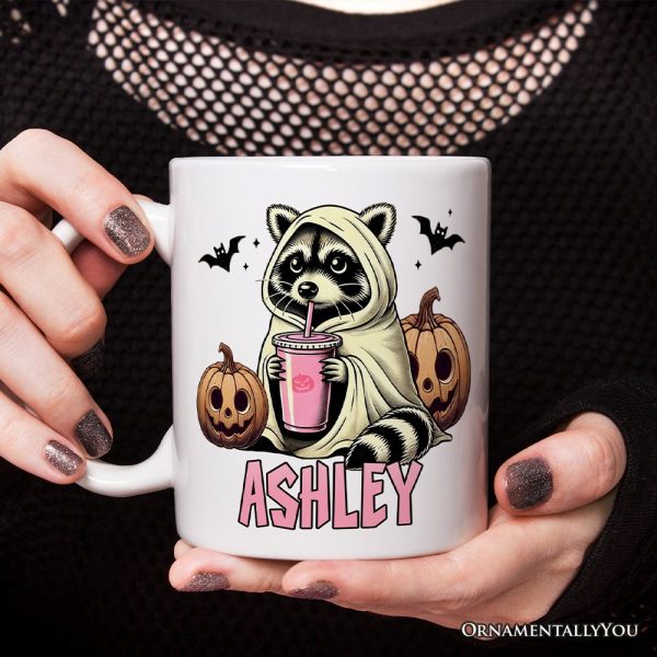Cute Racoon Drinking Cup, Personalized Mug, Retro Halloween Gift with Custom Name Cute Racoon Drinking Cup, Personalized Mug, Retro Halloween Gift with Custom Name
