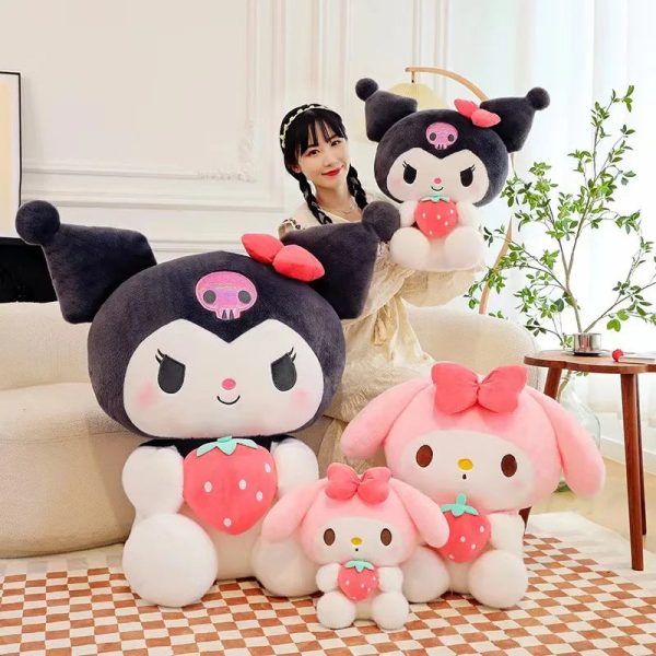 Cute Sanrio Kuromi & My Melody Plush Dolls - Adorable Strawberry Pillows! Cute Sanrio Kuromi & My Melody Plush Dolls - Adorable Strawberry Pillows!