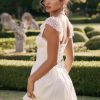 Cute Scalloped Cap Sleeve Square Neck Fitted Flare Mini Summer Sundress - White