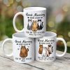Cute Sitting Cats Good Morning Human Personalized Mug Cute Sitting Cats Good Morning Human Personalized Mug