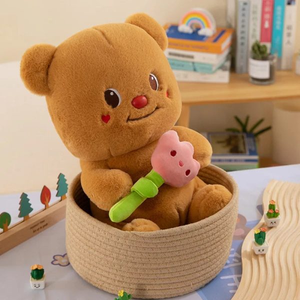 Cute & Soft Cartoon Teddy Bear Plush Toy with Flowers - Perfect Gift!