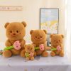Cute & Soft Cartoon Teddy Bear Plush Toy with Flowers - Perfect Gift!