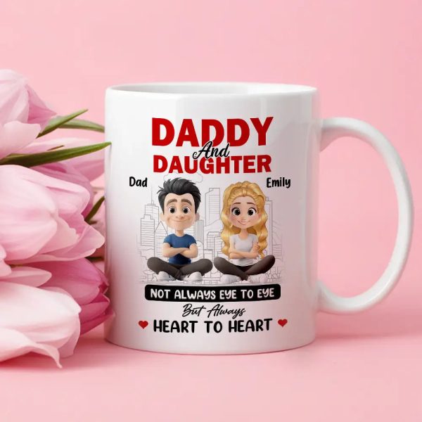 Dad And Daughter Share Love - Personalized Two-Tone Mug with Cute Design - Perfect Gift for Fathers and Daughters Dad And Daughter Share Love - Personalized Two-Tone Mug with Cute Design - Perfect Gift for Fathers and Daughters