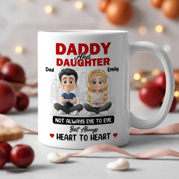 Dad And Daughter Share Love - Personalized Two-Tone Mug with Cute Design - Perfect Gift for Fathers and Daughters Dad And Daughter Share Love - Personalized Two-Tone Mug with Cute Design - Perfect Gift for Fathers and Daughters