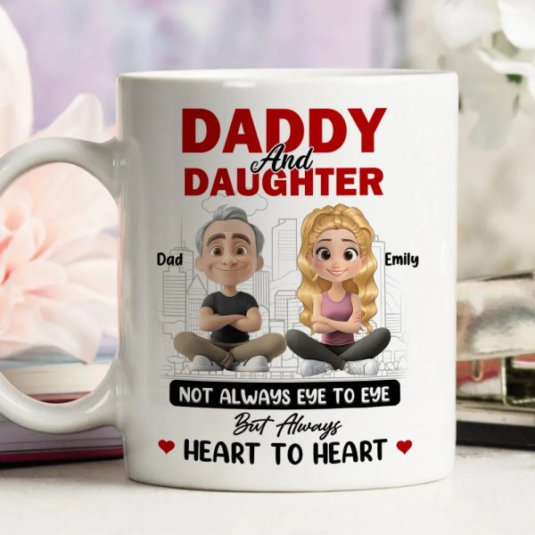 Dad And Daughter Share Love - Personalized Two-Tone Mug with Cute Design - Perfect Gift for Fathers and Daughters Dad And Daughter Share Love - Personalized Two-Tone Mug with Cute Design - Perfect Gift for Fathers and Daughters