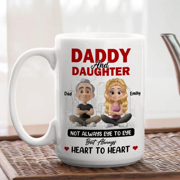 Dad And Daughter Share Love - Personalized Two-Tone Mug with Cute Design - Perfect Gift for Fathers and Daughters Dad And Daughter Share Love - Personalized Two-Tone Mug with Cute Design - Perfect Gift for Fathers and Daughters