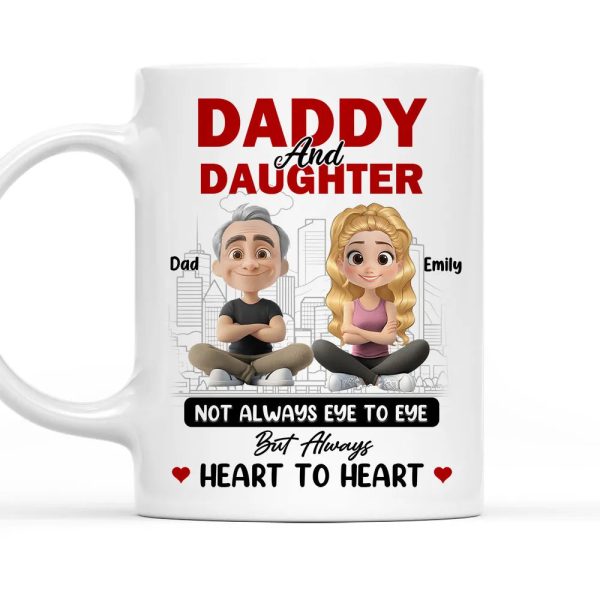 Dad And Daughter Share Love - Personalized Two-Tone Mug with Cute Design - Perfect Gift for Fathers and Daughters Dad And Daughter Share Love - Personalized Two-Tone Mug with Cute Design - Perfect Gift for Fathers and Daughters
