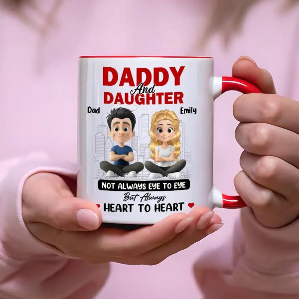 Dad And Daughter Share Love - Personalized Two-Tone Mug with Cute Design - Perfect Gift for Fathers and Daughters Dad And Daughter Share Love - Personalized Two-Tone Mug with Cute Design - Perfect Gift for Fathers and Daughters
