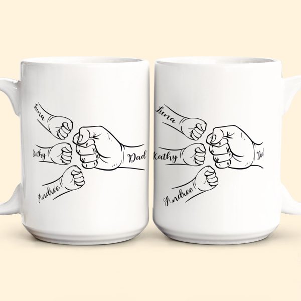 Dad Hand Bumps Custom Kids' Names - Personalized Mug Dad Hand Bumps Custom Kids' Names - Personalized Mug