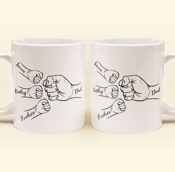 Dad Hand Bumps Custom Kids' Names - Personalized Mug Dad Hand Bumps Custom Kids' Names - Personalized Mug
