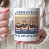 Dad Losing My Mind One Kid At A Time, Personalized White Mug, Funny Dad Gifts Dad Losing My Mind One Kid At A Time, Personalized White Mug, Funny Dad Gifts