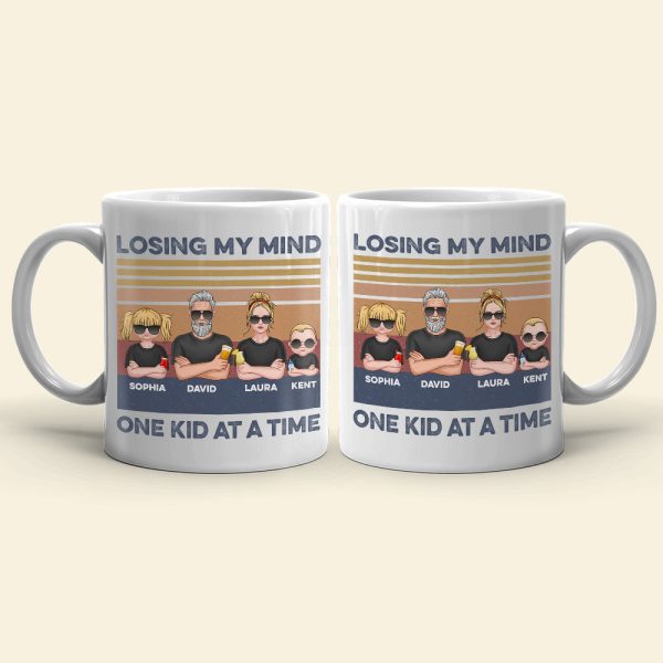 Dad Losing My Mind One Kid At A Time, Personalized White Mug, Funny Dad Gifts Dad Losing My Mind One Kid At A Time, Personalized White Mug, Funny Dad Gifts