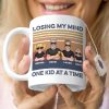 Dad Losing My Mind One Kid At A Time, Personalized White Mug, Funny Dad Gifts Dad Losing My Mind One Kid At A Time, Personalized White Mug, Funny Dad Gifts