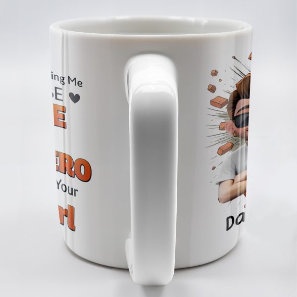 Dad Thank You for Teaching Me How to Be Brave, Cartoon Figures of Father and Daughter - Personalized Custom Coffee Mug - DAD134_MG Dad Thank You for Teaching Me How to Be Brave, Cartoon Figures of Father and Daughter - Personalized Custom Coffee Mug - DAD134_MG
