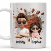 Dad Thank You for Teaching Me How to Be Brave, Cartoon Figures of Father and Daughter - Personalized Custom Coffee Mug - DAD134_MG Dad Thank You for Teaching Me How to Be Brave, Cartoon Figures of Father and Daughter - Personalized Custom Coffee Mug - DAD134_MG