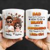 Dad Thank You for Teaching Me How to Be Brave, Cartoon Figures of Father and Daughter - Personalized Custom Coffee Mug - DAD134_MG Dad Thank You for Teaching Me How to Be Brave, Cartoon Figures of Father and Daughter - Personalized Custom Coffee Mug - DAD134_MG