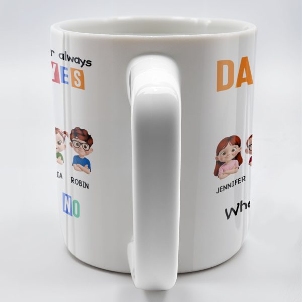 Dad Thanks For Always Saying YES When Mom Said NO, Cartoon Characters - Personalized Custom Coffee Mug - DAD110_MG