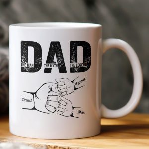 Dad The Man The Myth The Legend Fist Bump - Personalized Mug