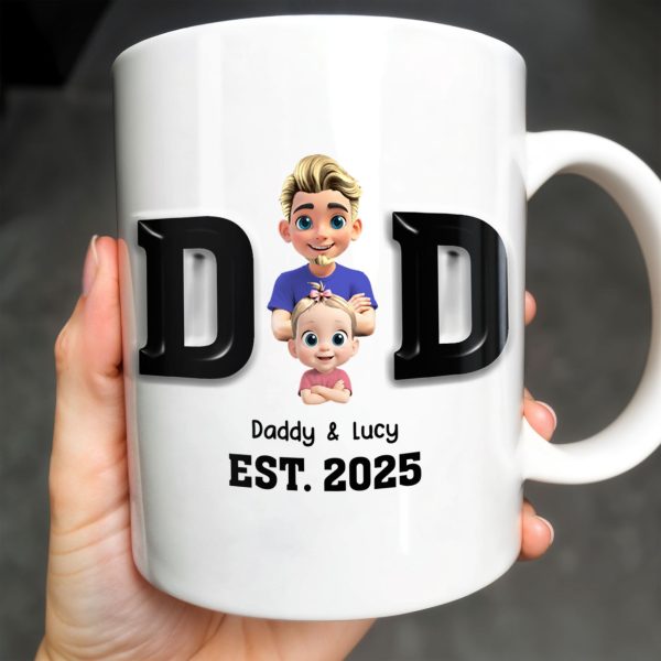 Daddy And Baby, Cartoon Characters - Personalized Custom Coffee Mug - DAD121_MG Daddy And Baby, Cartoon Characters - Personalized Custom Coffee Mug - DAD121_MG