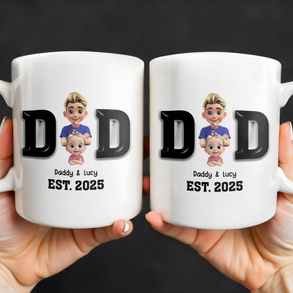 Daddy And Baby, Cartoon Characters - Personalized Custom Coffee Mug - DAD121_MG Daddy And Baby, Cartoon Characters - Personalized Custom Coffee Mug - DAD121_MG