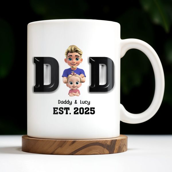 Daddy And Baby, Cartoon Characters - Personalized Custom Coffee Mug - DAD121_MG Daddy And Baby, Cartoon Characters - Personalized Custom Coffee Mug - DAD121_MG
